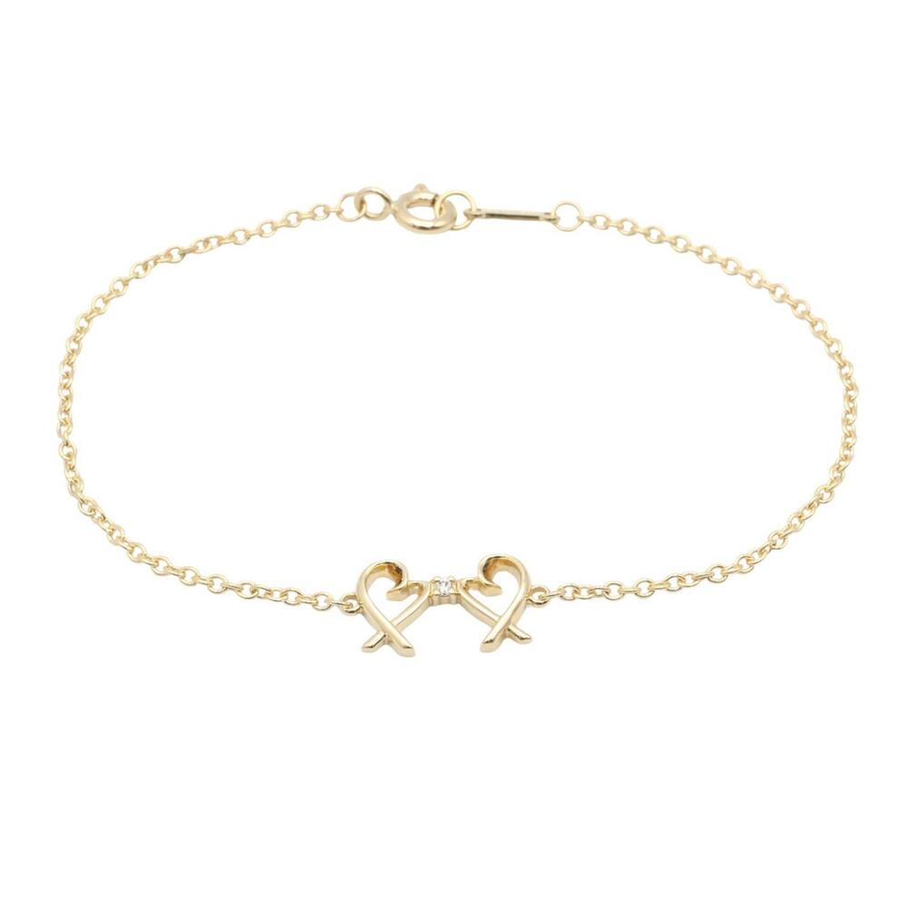 TIFFANY 18k Yellow Diamond Heart Charm Bracelet